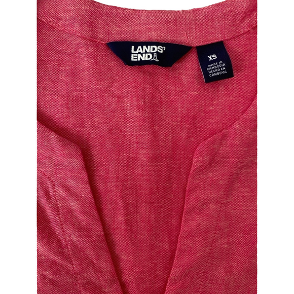 Lands' End Tops - Lands' End Vibrant Pink Linen Blend Blouse, Size XS